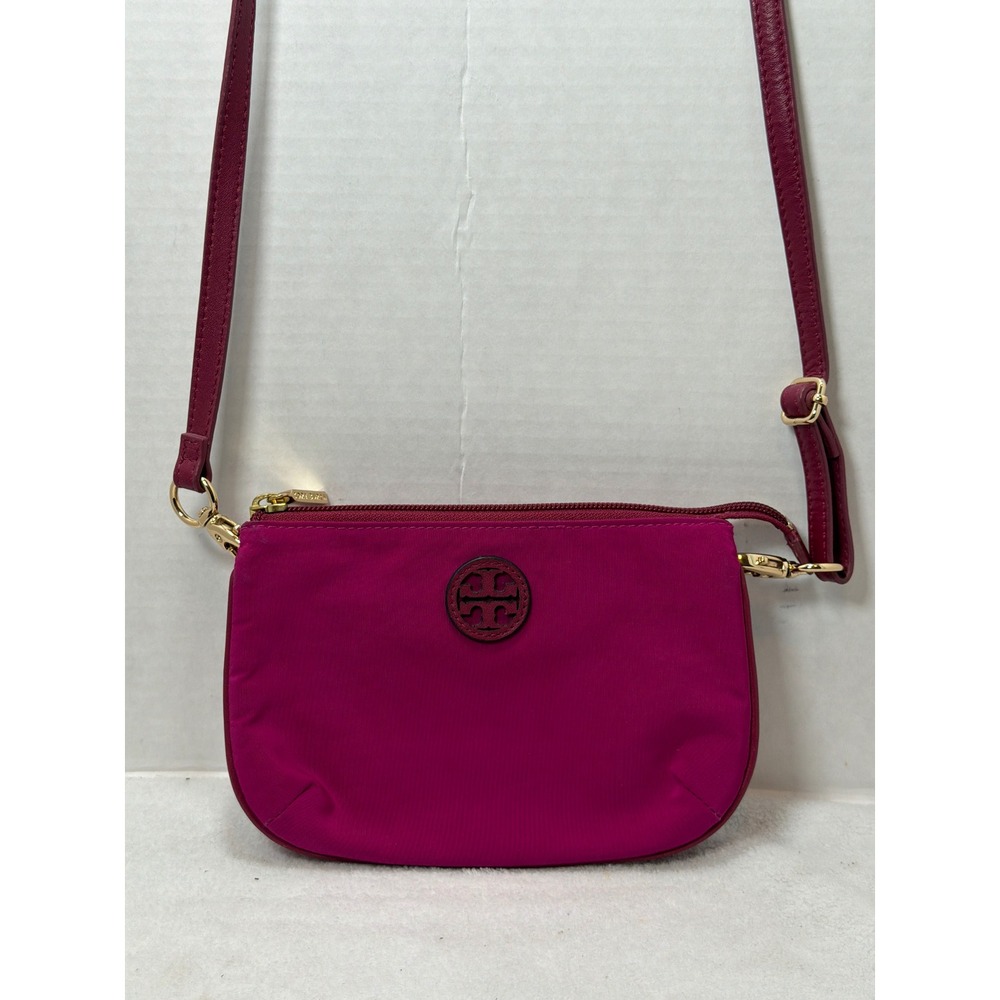 Tory Burch Crossbody Bag Women Small Magenta Pink Nylon Gold Hardware